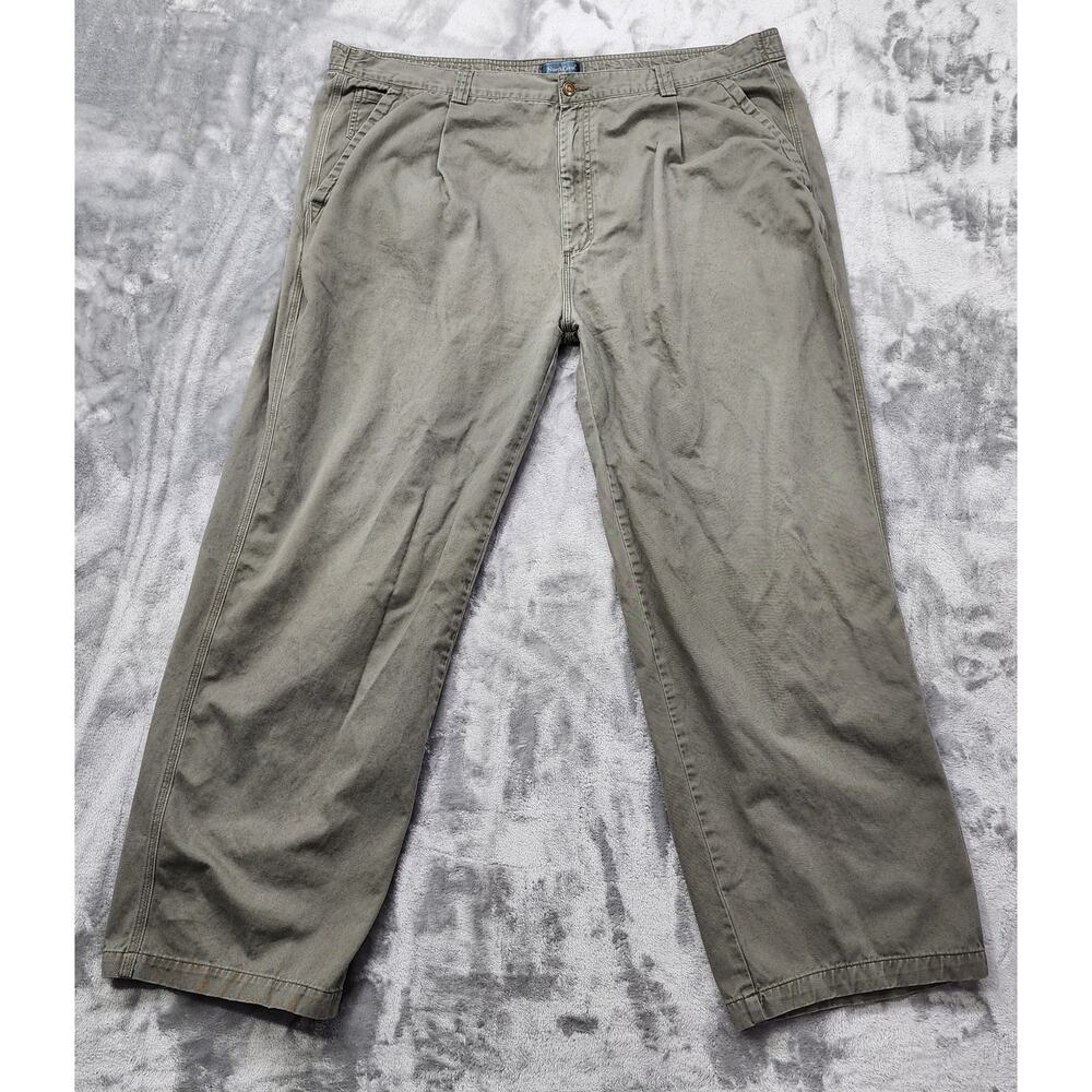 Vintage‎ NorthCrest Pants Mens XXL Green Khaki Pleated Chino Classic Preppy
